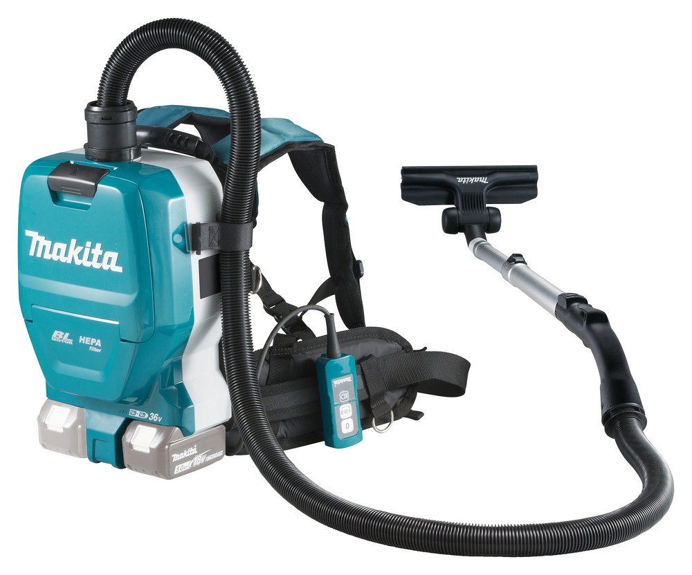 Makita Ryggburen dammsugare, batteridrift, 2X18V, 110 mbar, Lev. utan batteri & laddare 