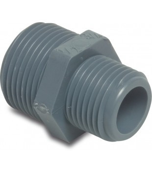 Reduktions gängad nippel m. 1 ½" och 1 1/4" utv. gänga
